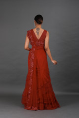 Red Two Tier Glass Bead Embroidered Sareeuntitled (7 of 9)